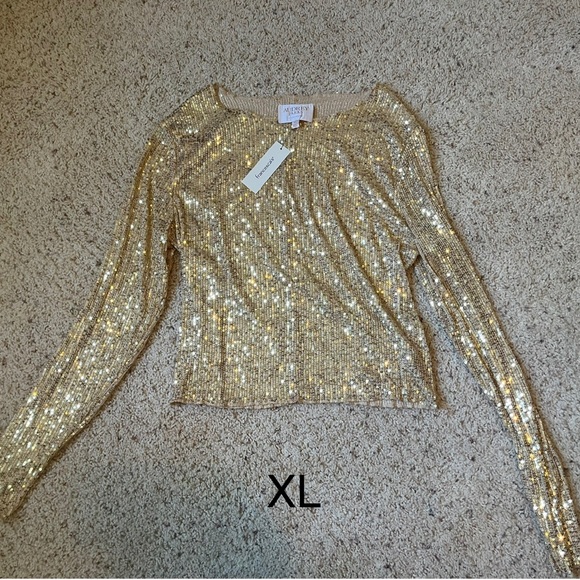 Francesca's Collections Gold Sequin Blouse - Picture 1 of 1